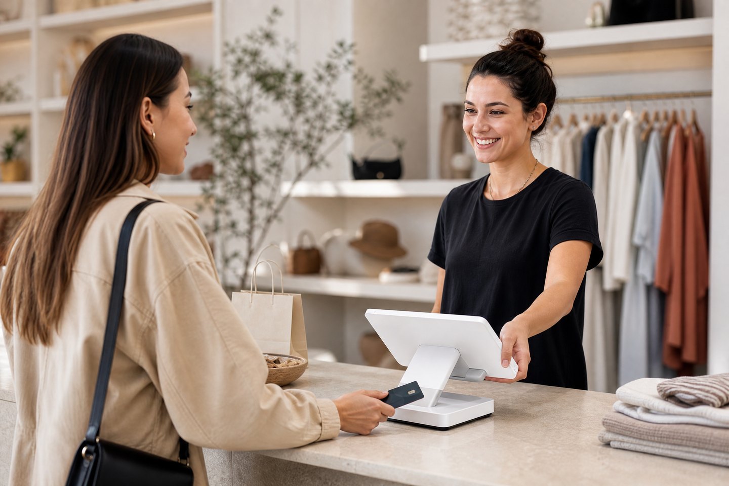 Retail counter using a compact point-of-sale system